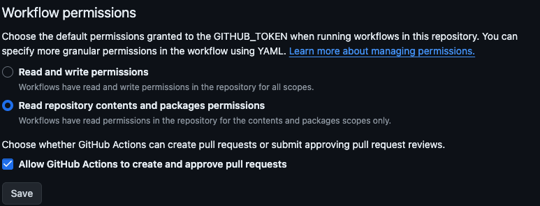 允许 GitHub Actions PR